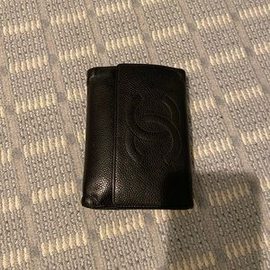 Chanel black trifold women wallet